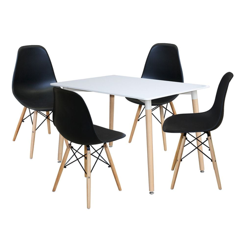 IDEA nábytok Jedálenský stôl 120x80 UNO biely + 4 stoličky UNO čierne